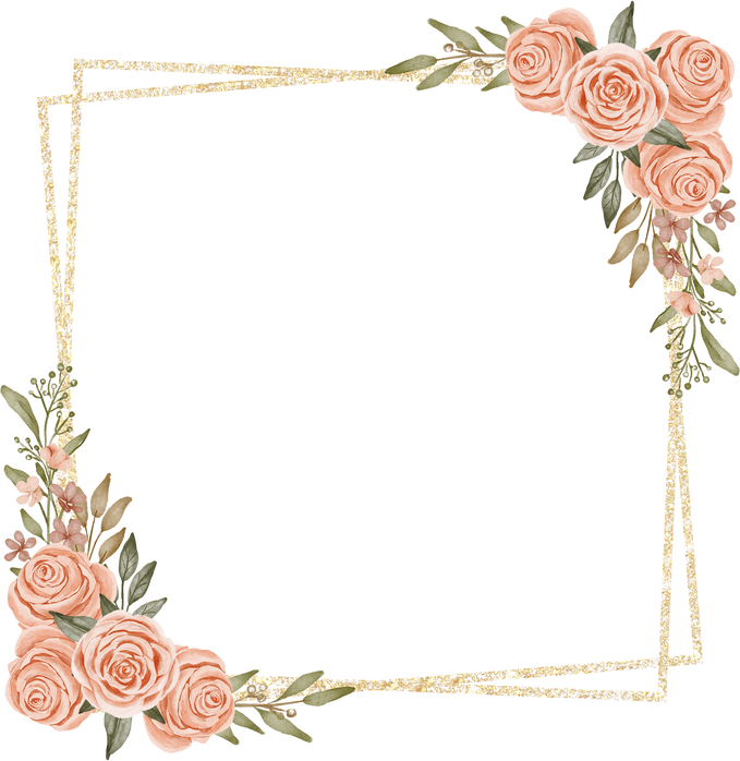 watercolor peach rose flower frame